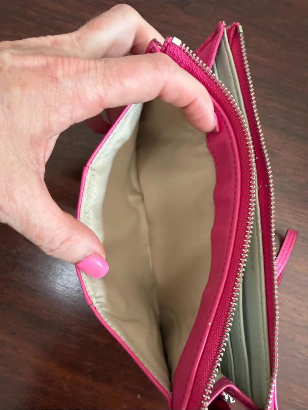 Coach Fuchsia Leather Wristlet Wallet